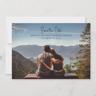 Modern Script Full Photo Save the Date Invitation
