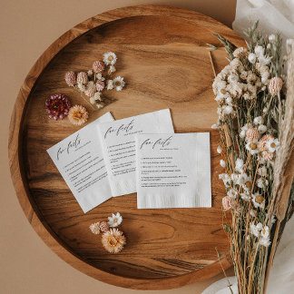 Modern Script Fun Facts Wedding Napkins