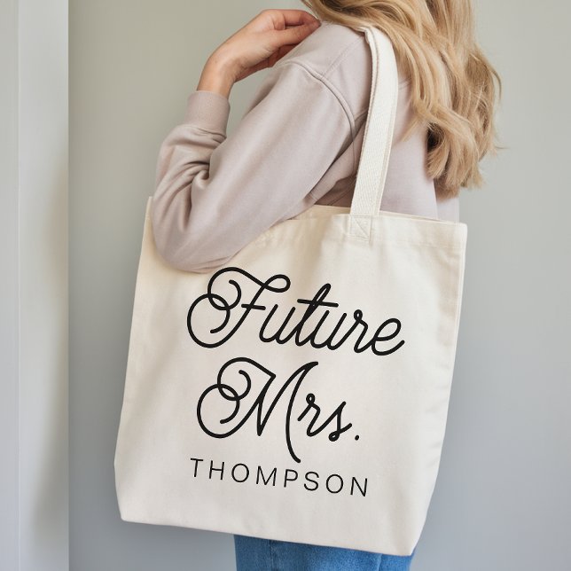Modern Script Future Mrs Tote Bag Gift for Her (Personalized Future Mrs Tote Bag Gift for Bride, Modern Script Bride Tribe Tote Bag Gift for Her)