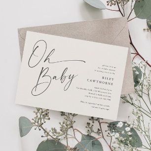 Modern Script Gender Neutral Oh Baby Shower Invitation