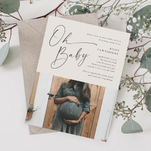 Modern Script Gender Neutral Photo Baby Shower Invitation