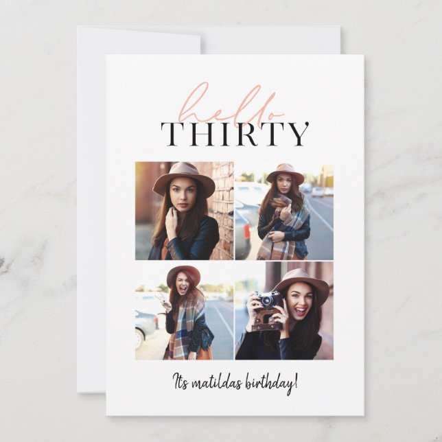 Modern script & geometric 30th birthday multiphoto (Front)
