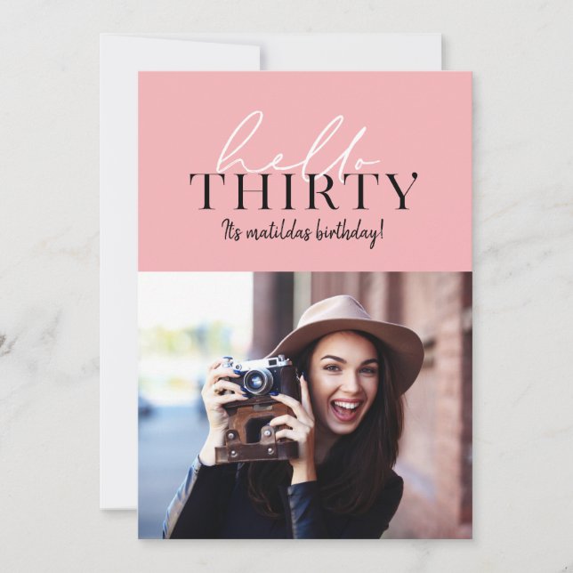 Modern script & geometric 30th birthday photo (Front)