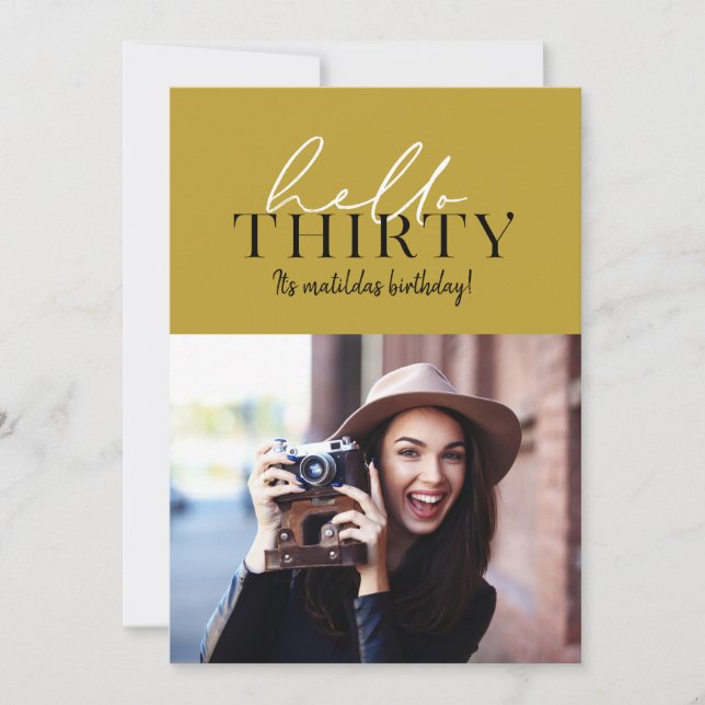Modern script & geometric 30th birthday photo (Front)