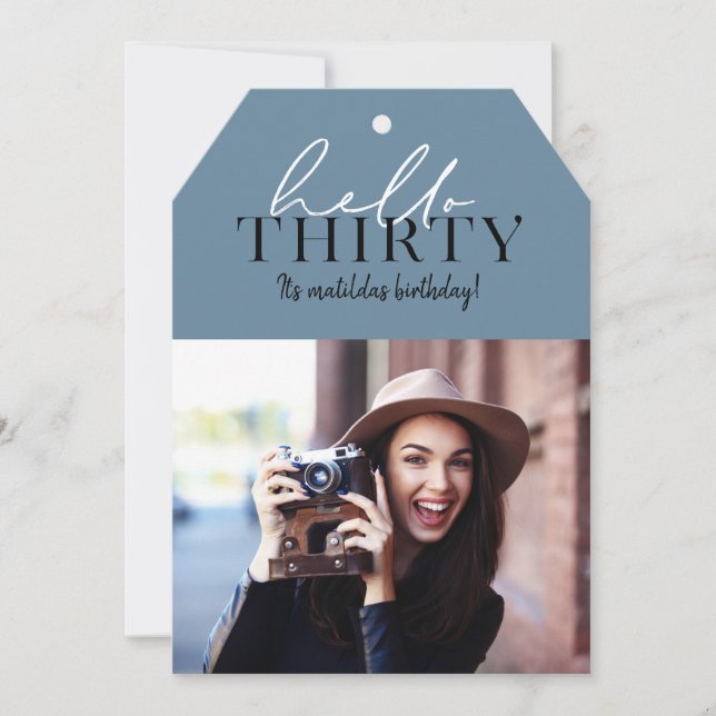 Modern script & geometric 30th birthday photo (Front)