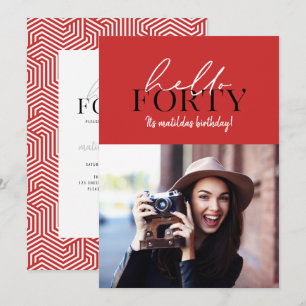 Modern script & geometric 40th birthday photo