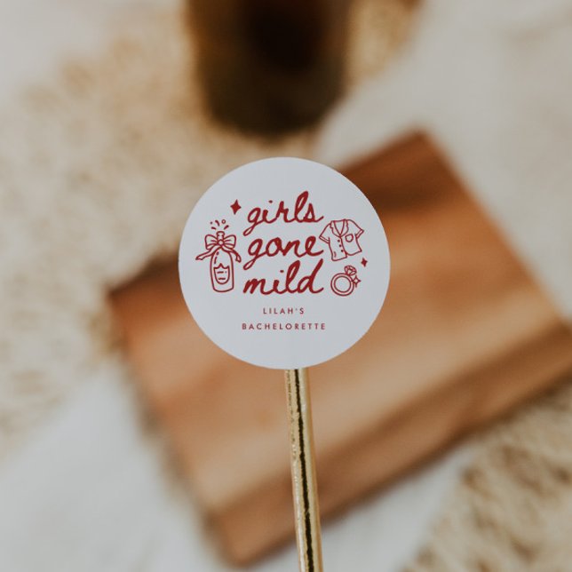 Modern Script Girls Gone Mild Spa Bachelorette Classic Round Sticker (Creator Uploaded)