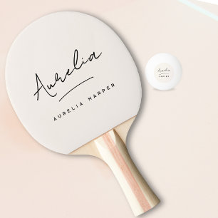 Modern Script Girly Monogram Simple Feminine Name  Ping Pong Paddle