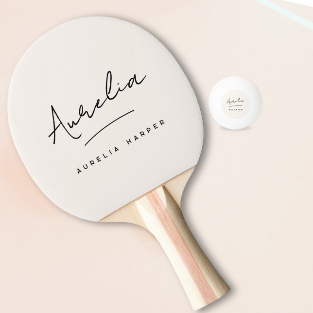 Modern Script Girly Monogram Simple Feminine Name  Ping Pong Paddle (Creator Uploaded)