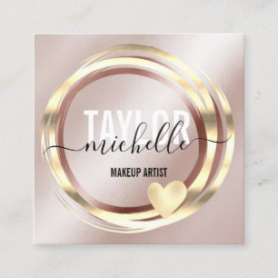 modern script girly trendy glitter gold square bus business card