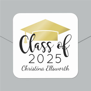 Modern Script Gold 2023 Custom Graduation Square Sticker