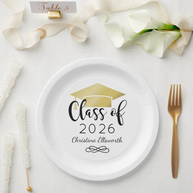 Modern Script Gold 2026 Custom Paper Plate (Wedding)