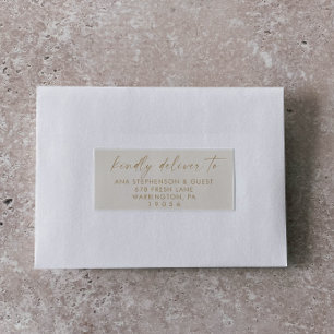 Modern Script   Gold Cream Guest Address Labels