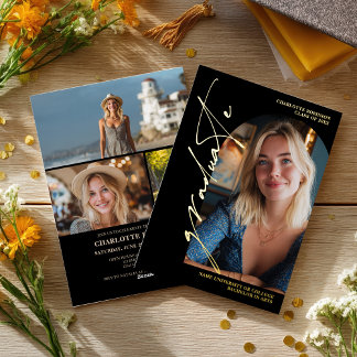 Modern Script gold graduate photo graduation