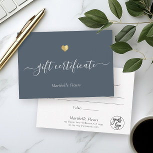 Modern Script Gold Heart Logo Gift Certificate