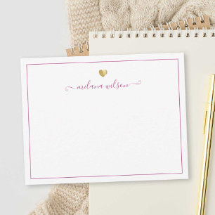 Modern Script  Gold Heart Personalised Pink Girly Card