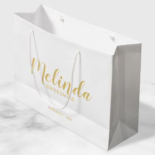 Modern Script Gold Personalised Bridesmaids Large Gift Bag