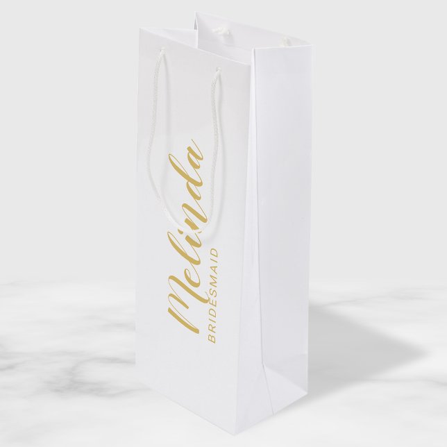Modern Script Gold Personalised Bridesmaids Wine Gift Bag (Creator Uploaded)