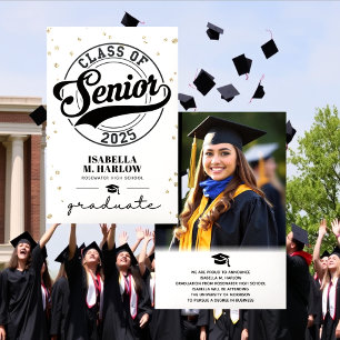 Modern Script Gold Photo Graduation Announcement