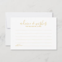 Modern Script Gold Wedding Advice and Wishes Card
