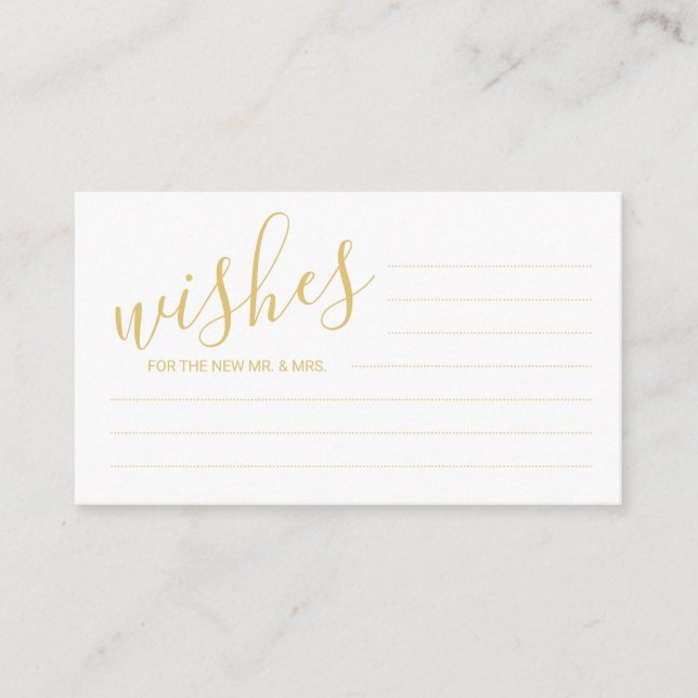 Modern Script Gold Wedding Advice and Wishes Card (Front)