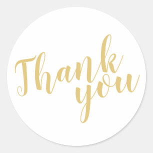 Modern Script Gold Wedding Favour Thank You Classic Round Sticker
