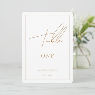 Modern Script Gold Wedding Table Number,Decor Mini Invitation