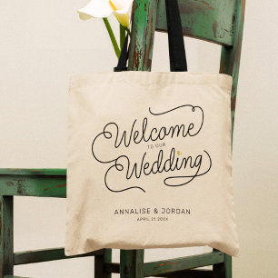 Modern Script Gold Welcome to our Wedding Favour Tote Bag