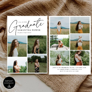 Modern Script  Graduate 10 Photos Graduation Invitation