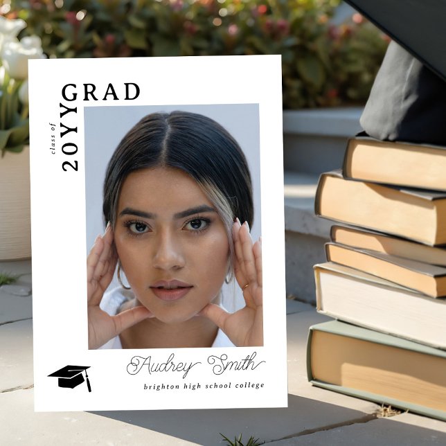 Modern Script Graduate 2 Photo Graduation Invitation (Creator Uploaded)