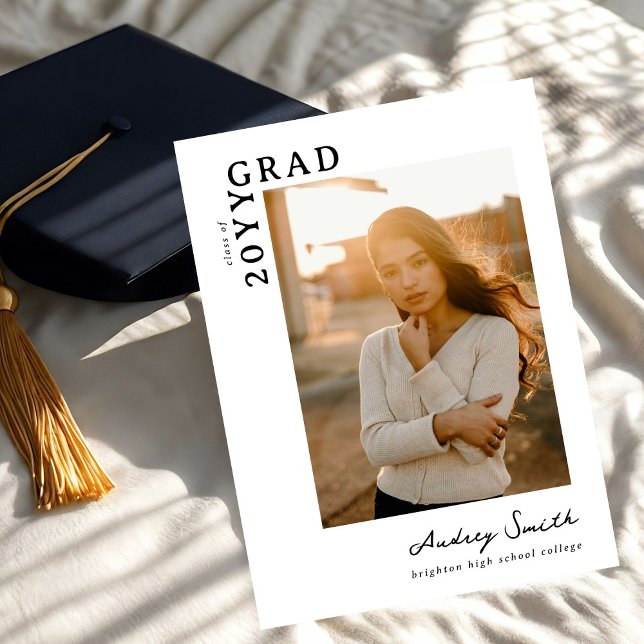 Modern Script Graduate 2 Photo Graduation Invitation (Creator Uploaded)