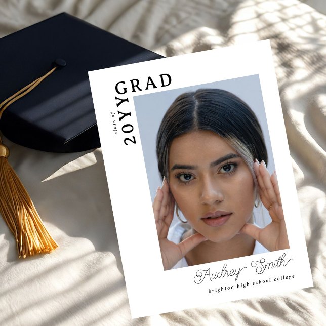 Modern Script Graduate 2 Photo Graduation Invitation (Creator Uploaded)