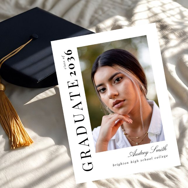 Modern Script Graduate 2 Photo Graduation Invitation (Creator Uploaded)