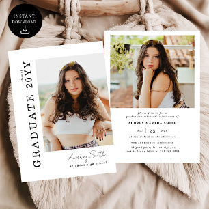 Modern Script Graduate 2 Photo Graduation Invitation