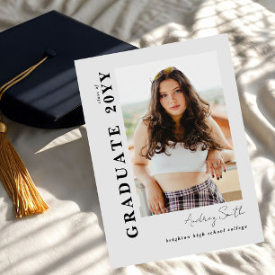 Modern Script Graduate 2 Photo Grey Graduation Invitation