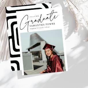 Modern Script  Graduate 2 Photos Graduation Announcement