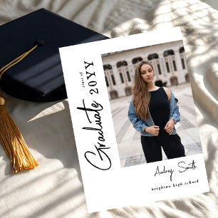 Modern Script Graduate 3 Photo Graduation Invitation
