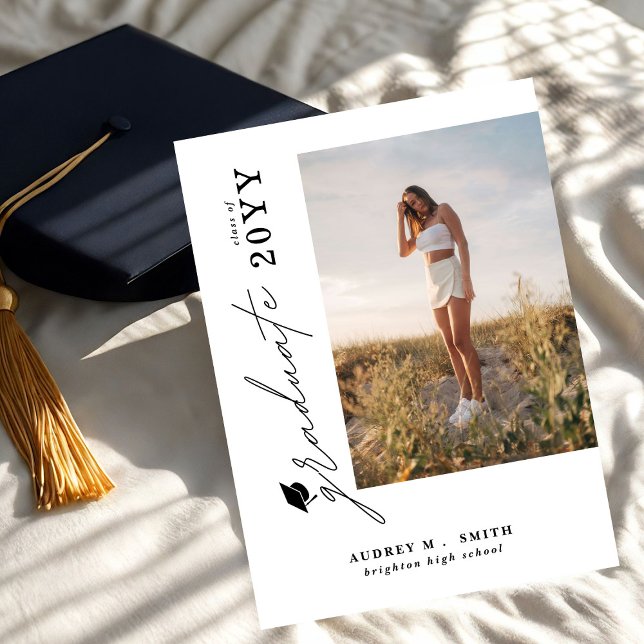 Modern Script Graduate 4 Photo Graduation Invitation (Creator Uploaded)