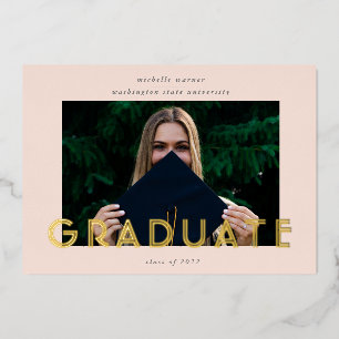 modern script graduate announcement foil card