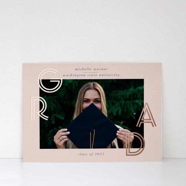 Modern Script Graduate Announcement Foil Card (Creator Uploaded)