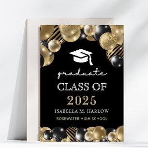 Modern Script Graduate Black Gold Announcement