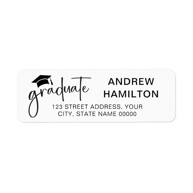 Modern Script Graduate Graduation Chic Address (Front)