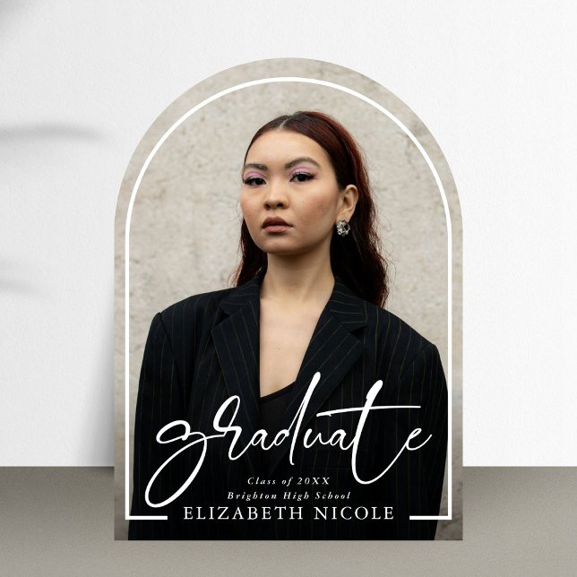 Modern Script  Graduate  Photo Arch Graduation Invitation (Creator Uploaded)