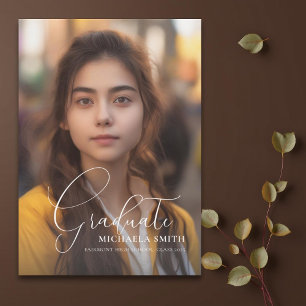 Modern Script Graduate Photo Graduation Announcement