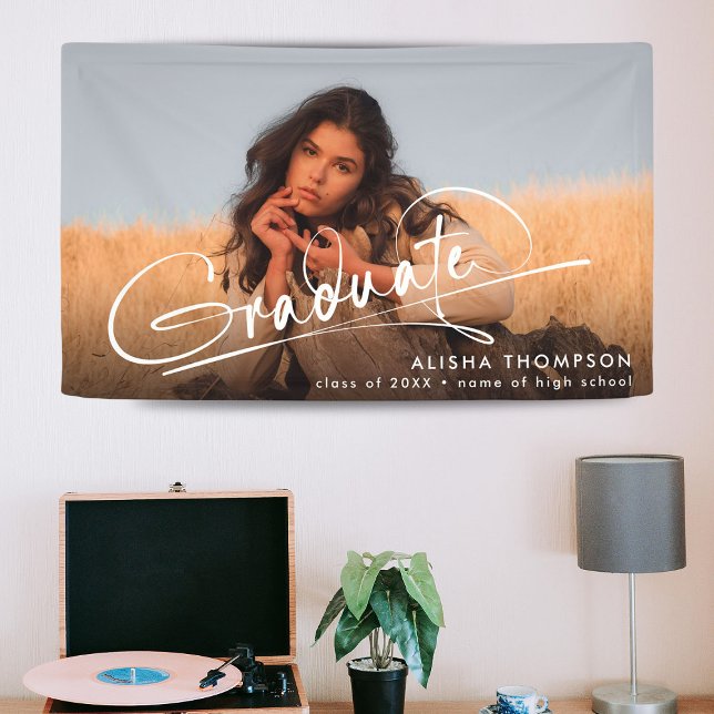 Modern Script Graduate Photo Graduation Banner (Creator Uploaded)