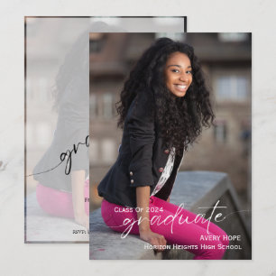 Modern Script Graduate Photo Graduation Invitation