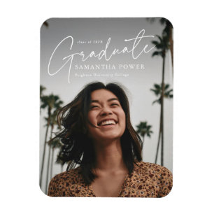 Modern Script  Graduate Photo Graduation Magnet