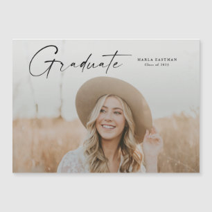 Modern Script Graduate Photo Graduation Magnetic Invitation