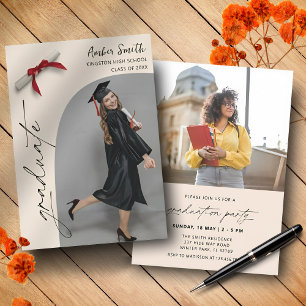 Modern Script Graduate Photo Graduation Party Invitation