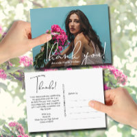 Modern Script Graduate Photo Graduation Thank You